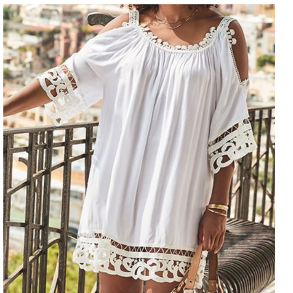 Swimsuits For All Lace Vera Cold Shoulder Coverup